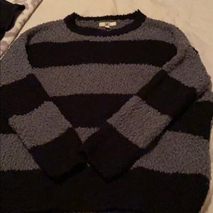 Fuzzy neutral striped sweater